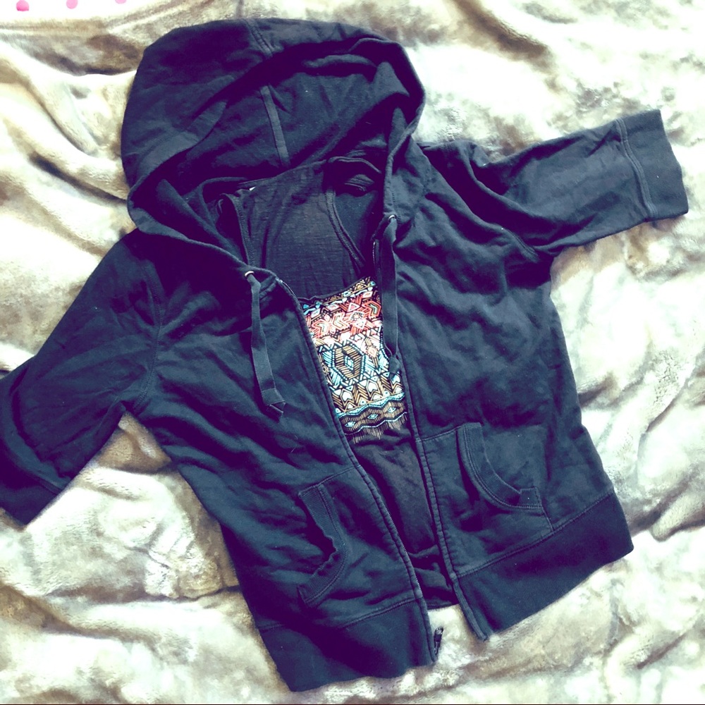 Short sleeved black hoodie 🖤